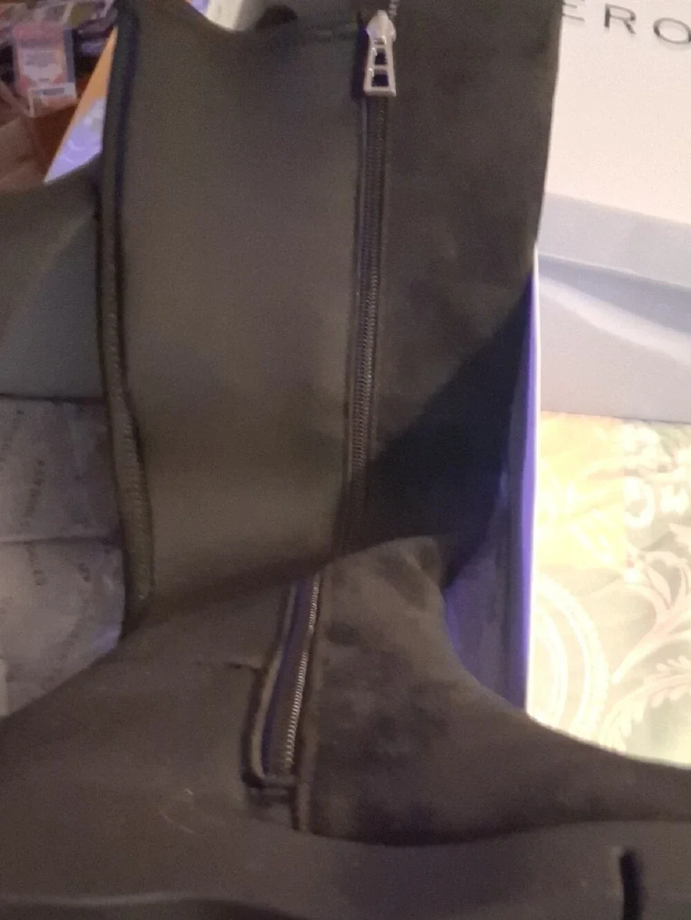 AEROSOLES Black Suede Wedge Ankle Boots with Side Zip